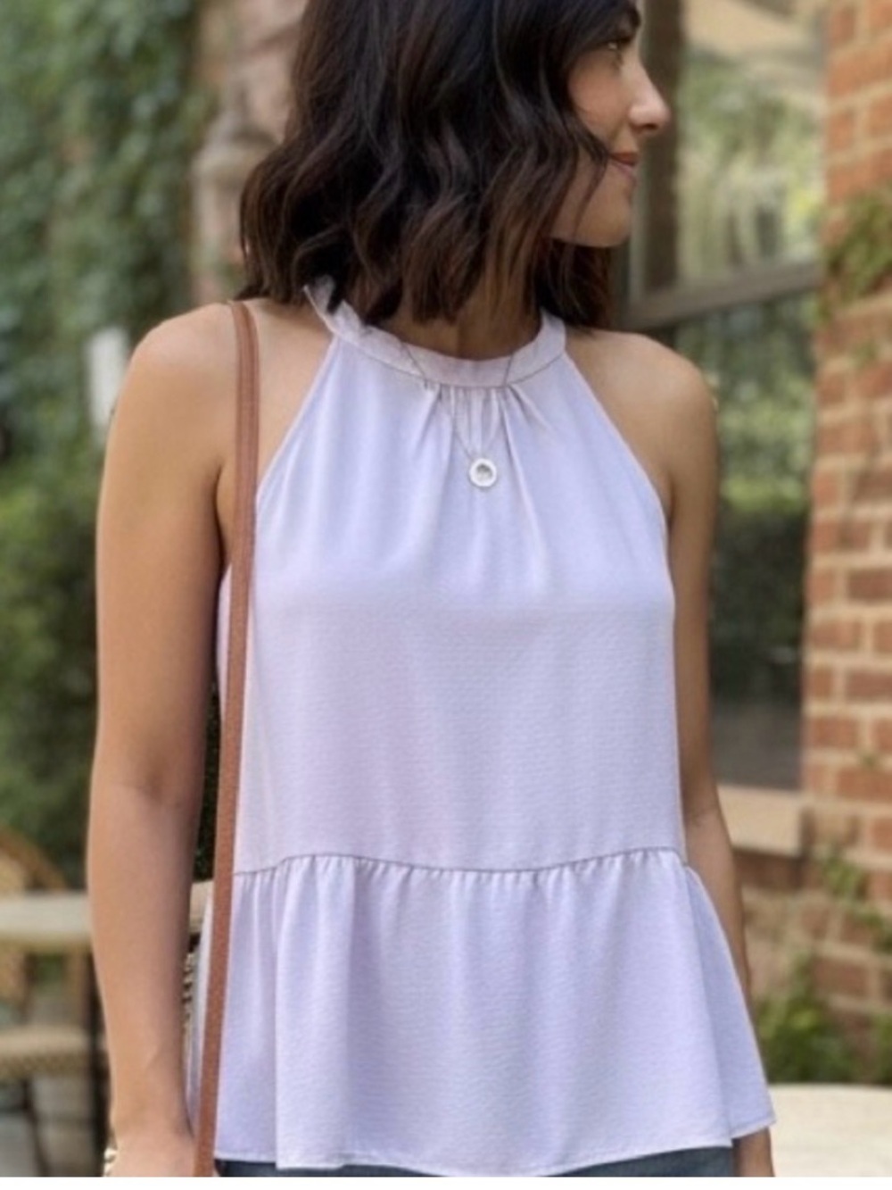 Hippie Rose Light Lavender Halter Tank with Ruffle Hem